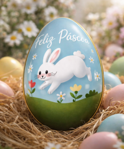 Ovo de Páscoa Metal Decorativo Coelho para Enfeite