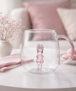 Caneca de Vidro Borossilicato 350ml Coelho 3D