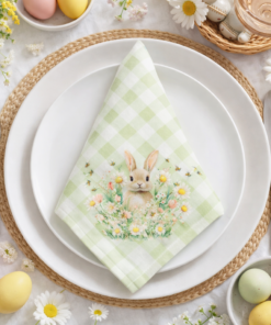 Guardanapo Decorativo de Páscoa Xadrez com Coelho