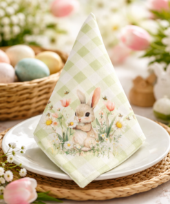 Guardanapo Decorativo de Páscoa Xadrez com Coelho