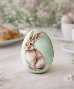Ovo de Páscoa Decorativo em Metal Coelhinho Mini