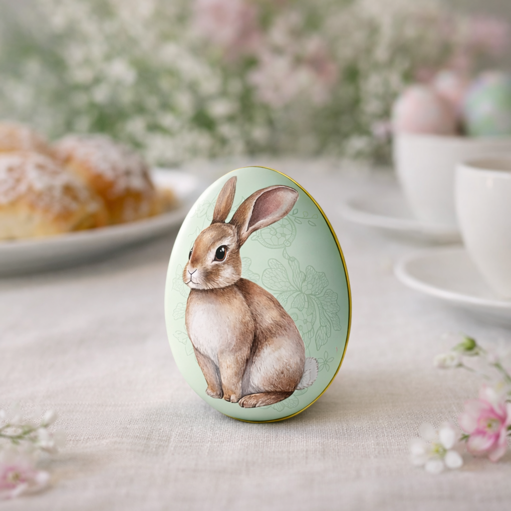 Ovo de Páscoa Decorativo em Metal Coelhinho Mini