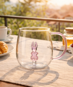 Caneca de Vidro Borossilicato 350ml Coelho 3D