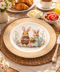 Prato Raso Feliz Páscoa Melamina Resistente Wincy