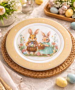 Prato Raso Feliz Páscoa Melamina Resistente Wincy