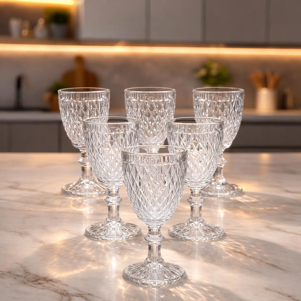 Conjunto de Taças em Vidro 6 peças Bico de Abacaxi 300ml