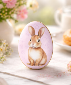 Ovo de Páscoa Decorativo em Metal Coelhinho Mini