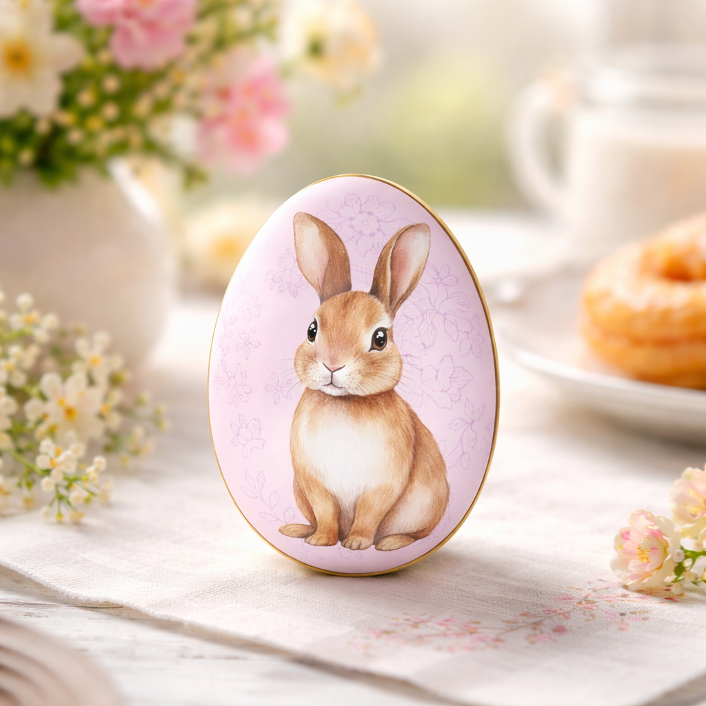 Ovo de Páscoa Decorativo em Metal Coelhinho Mini