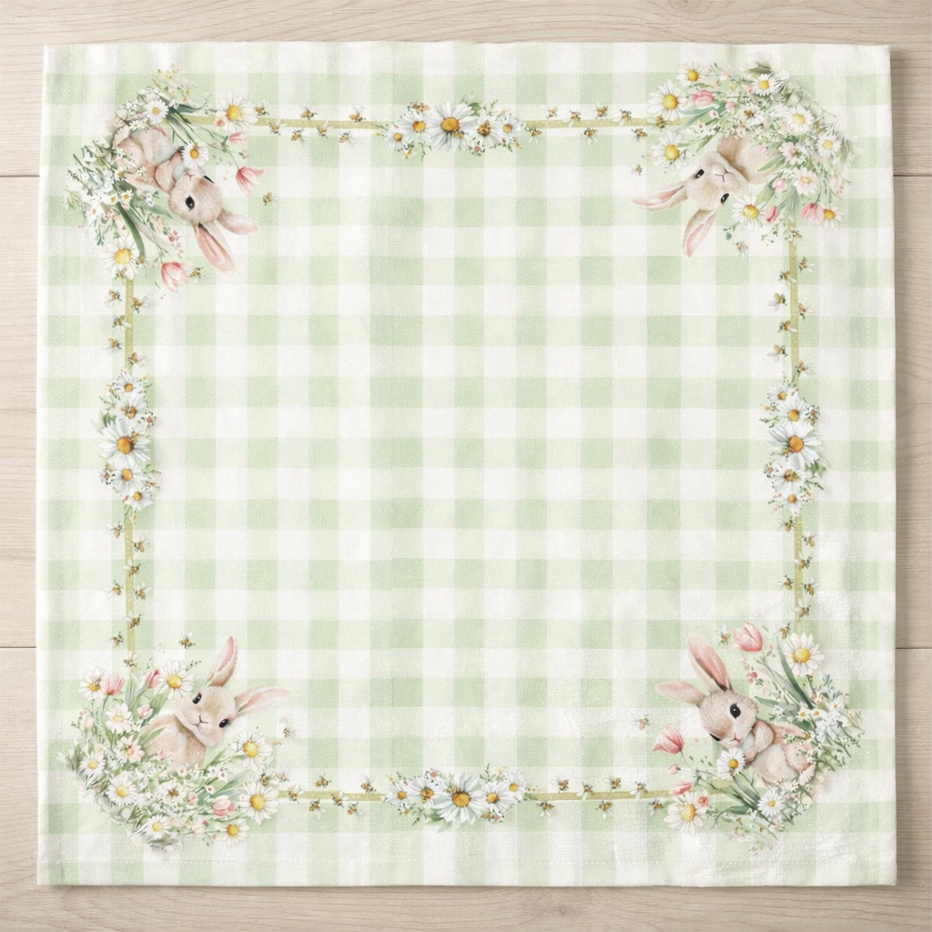 Guardanapo Decorativo de Páscoa Xadrez com Coelho