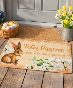 Capacho de Coelho da Pascoa 38x58cm em Policloreto de Vinila