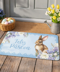 Capacho de Coelho da Pascoa 38x58cm em Policloreto de Vinila