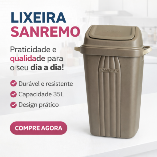 Lixeira Basculante 30L Sanremo Plástica Resistente