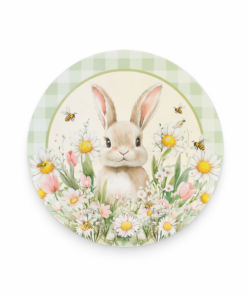 Sousplat Páscoa 35cm Xadrez Menta com Base para Mesa Posta Decorada