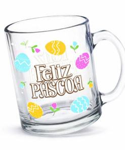 Caneca de Vidro 320ml Estampa Ovos de Páscoa Presente Criativo
