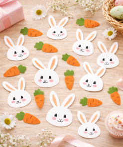 Adesivo Páscoa Infantil Coelhinho e Cenoura para Parede Lembrancinha