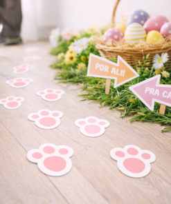 Adesivo Decorativo Páscoa Pegadas de Coelho e Setas Coloridas 30cm