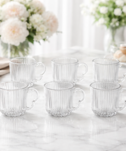 Conjunto Xícaras de Chá Vidro Laure 180ml Transparente