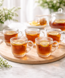 Conjunto Xícaras de Chá Vidro Laure 180ml Transparente