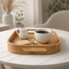 Bandeja de Bambu Decorativa para Servir e Organizar