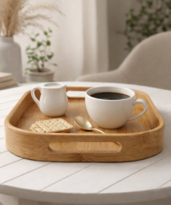 Bandeja de Bambu Decorativa para Servir e Organizar