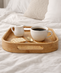 Bandeja de Bambu Decorativa para Servir e Organizar