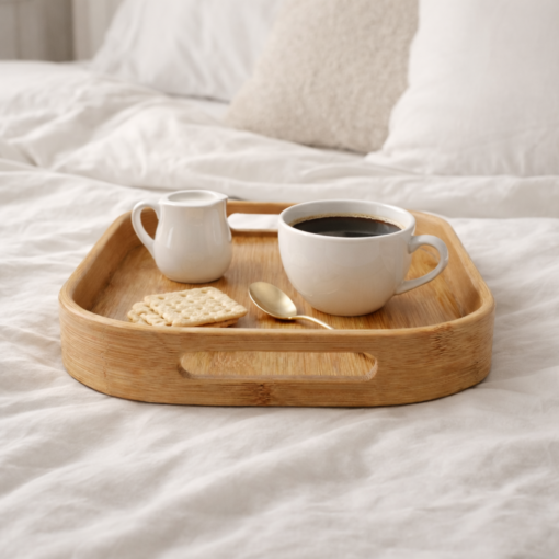 Bandeja de Bambu Decorativa para Servir e Organizar