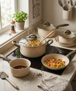 jogo de panelas 5 peças revestimento cerâmico