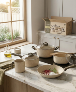 jogo de panelas 5 peças revestimento cerâmico