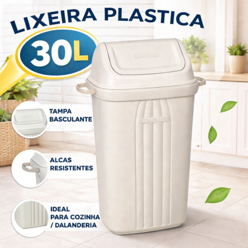 Lixeira Basculante 30L Sanremo Plástica Resistente