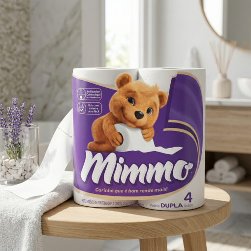 Papel Higiênico Mimmo 30M Folha Dupla Neutro 4 Rolos Mimmo