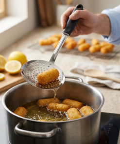 Espumadeira Preta de inox Tramontina