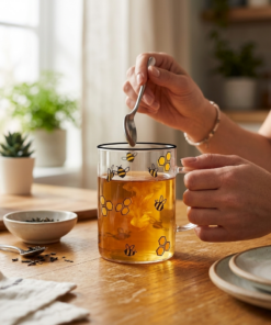 Caneca de Vidro Decorada Bee