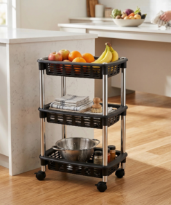 fruteira tripla de chão preta,