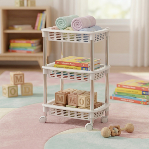 Fruteira e Organizador Retangular Triplo Branco Niquelart