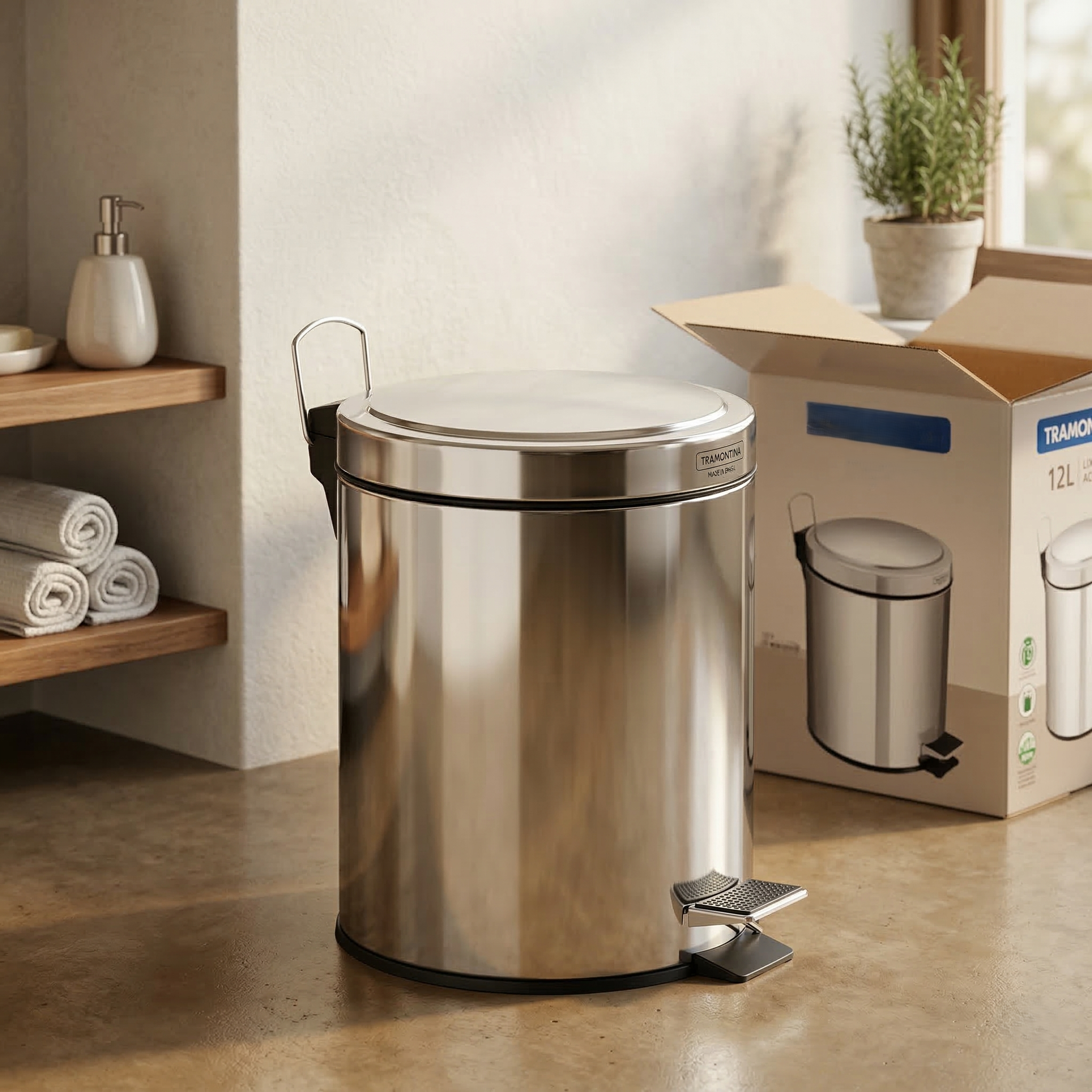 lixeira inox com pedal Tramontina