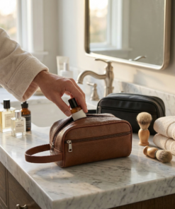 necessaire de couro sintético preta