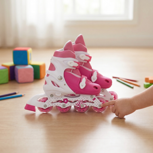 Patins Roller Infantil Ajustável Rosa P Bel Sports