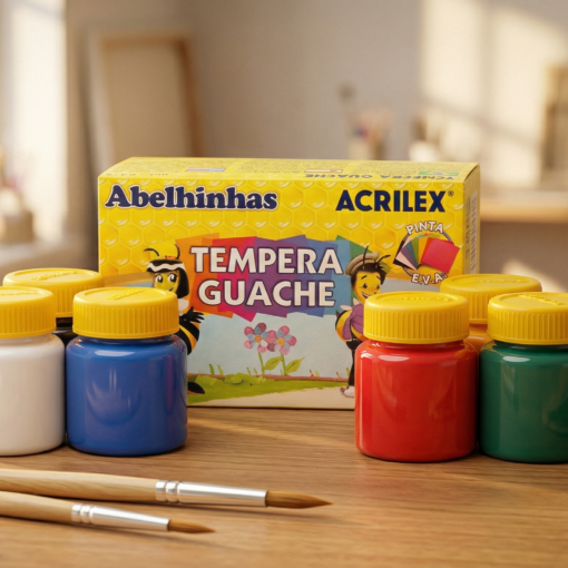 Tinta Guache Tempera 6 unidades Acrilex
