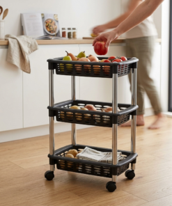 fruteira tripla de chão preta,