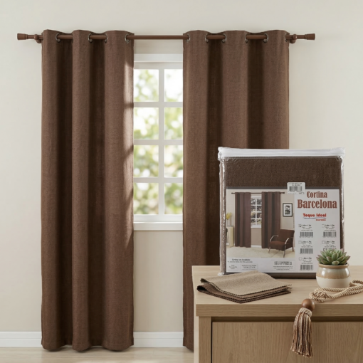Cortina Barcelona para Sala Estampada 2,40m x 1,70m Santista