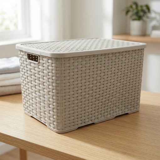 Organizador Rattan com Tampa 7L Coleta Seletiva Arqplast
