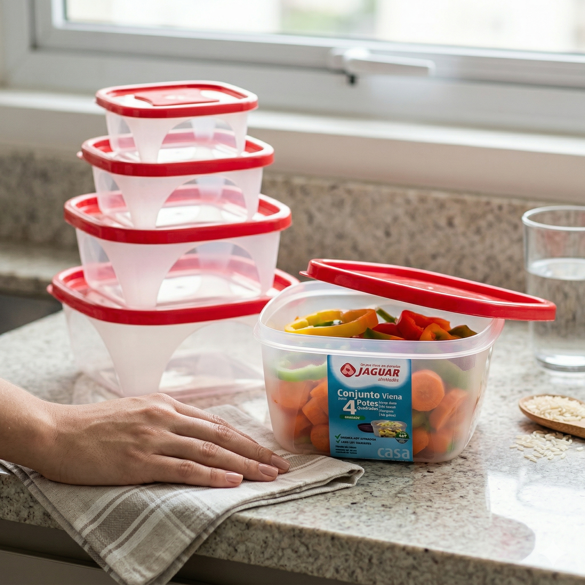 conjunto potes plástico cozinha