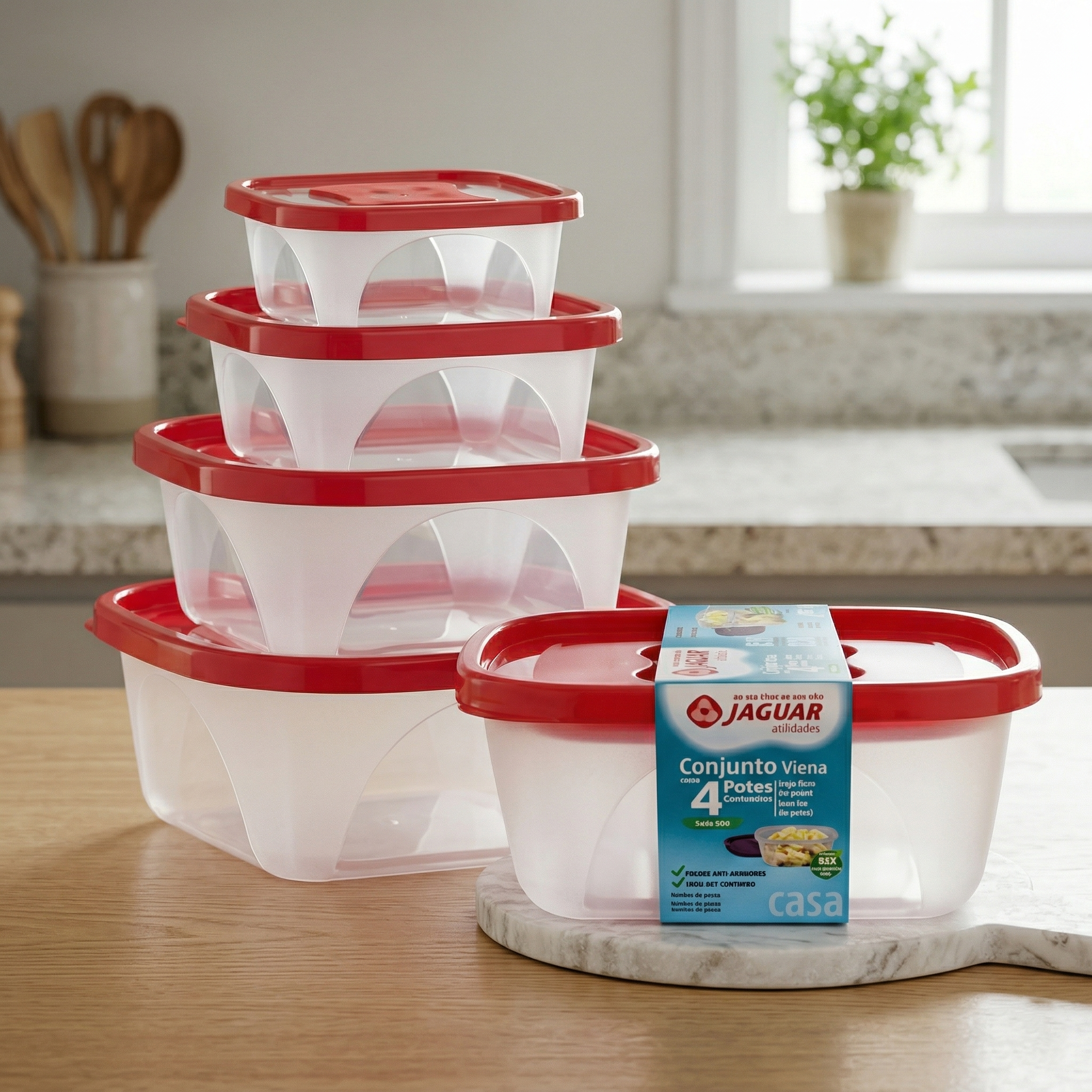 conjunto potes plástico cozinha