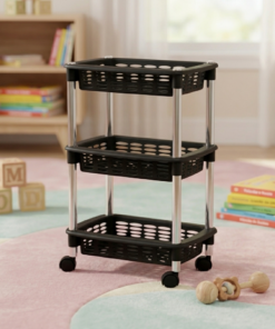 fruteira tripla de chão preta,