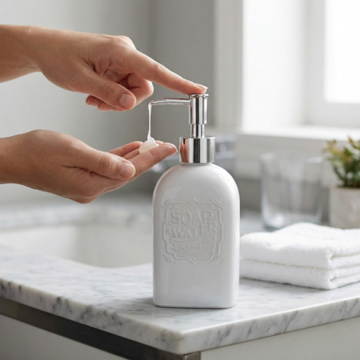 Porta Sabonete Líquido Vidro 400ml Lavabo Clink