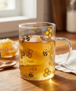 Caneca de Vidro Decorada Bee
