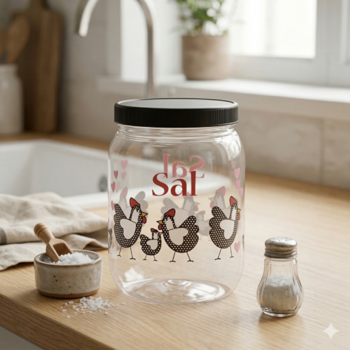Pote PET Transparente Galinha Sal 1000ml