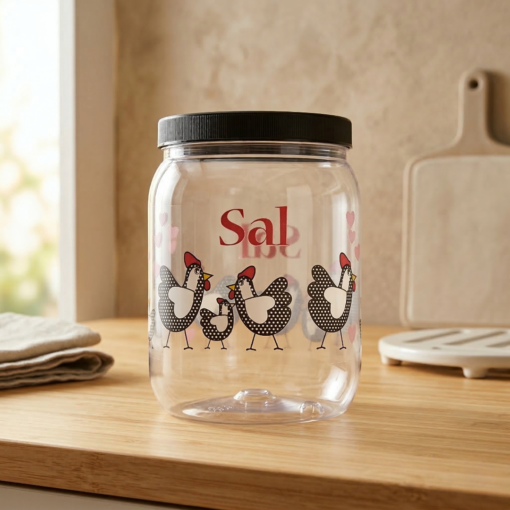 Pote PET Transparente Galinha Sal 1000ml