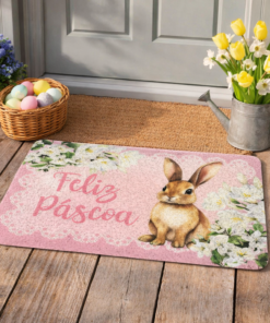 Capacho de Coelho da Pascoa 38x58cm em Policloreto de Vinila