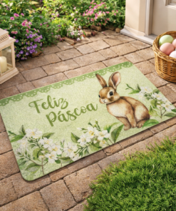 Capacho de Coelho da Pascoa 38x58cm em Policloreto de Vinila